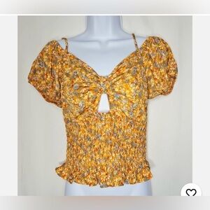 Sienna‎ Sky Floral Smocked Cold Shoulder Top - Size XL